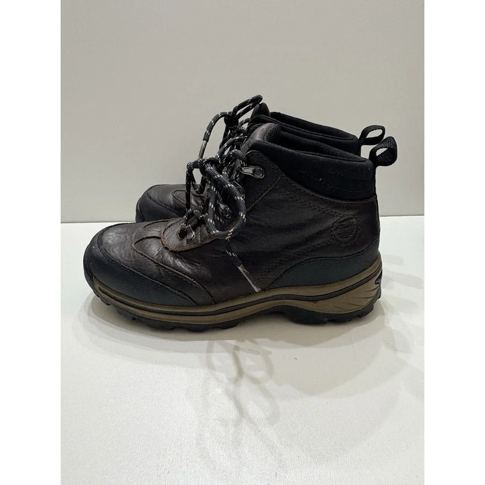 Timberland Back Road Hiker Boots Brown Leather Rubber Toe Youth Boys Sz 2